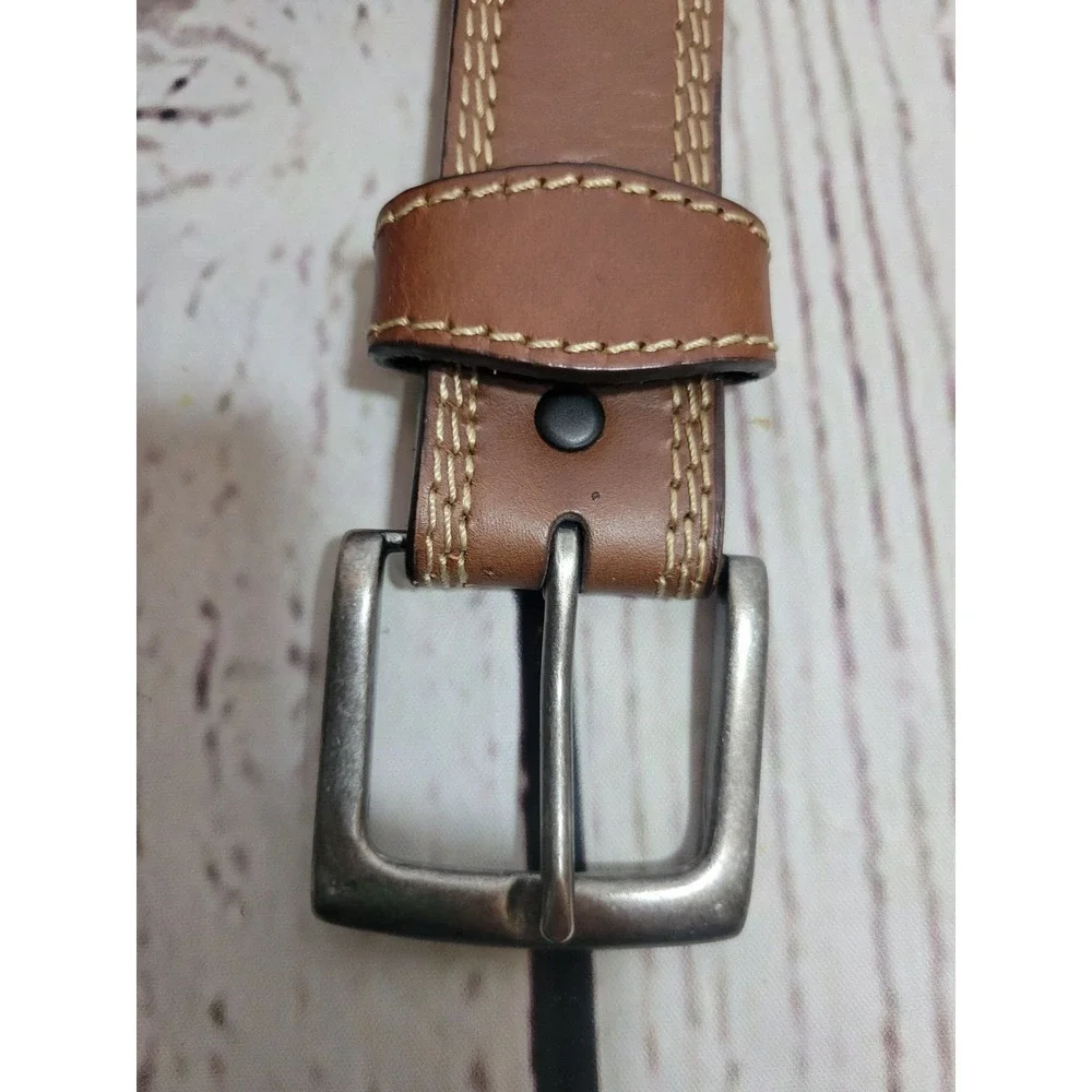 Men's Brown Genuine Leather Triple Stitched Dress Casual Belt Size‎ 43-45
